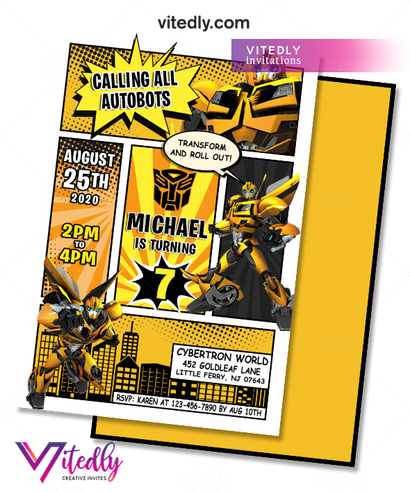 BumbleBee Invitation, Transformers Invitation