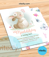 Bunny Birthday Invitation | Rabbit Invitation