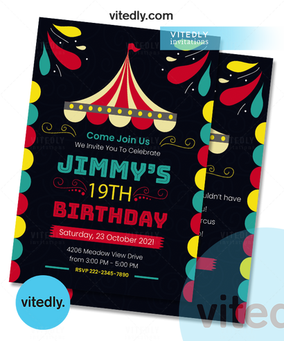 Circus Invitations, Carnival Birthday Invitations, Carnival Party, Circus Party Invitations