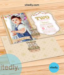 Carousel Invitation with Photo, Carnival Birthday Party Invitations, Circus Party Invitation