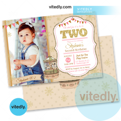 Carousel Invitation with Photo, Carnival Birthday Party Invitations, Circus Party Invitation