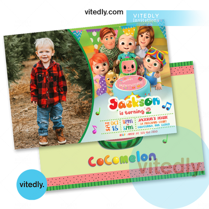 Cocomelon Birthday Invitation with Photo, Cocomelon Invitation, Cocomelon Invite, Cocomelon Party Invitation