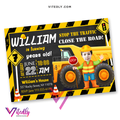 Construction Birthday Invitation
