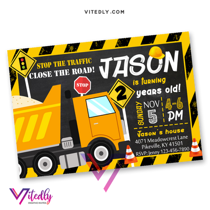 Dump Truck Invitation