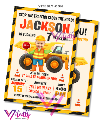 Construction Birthday Invitation