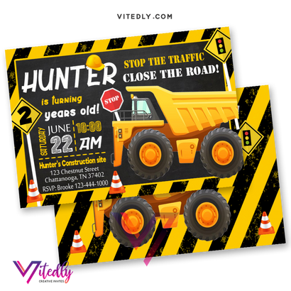 Dump Truck Birthday Invitation
