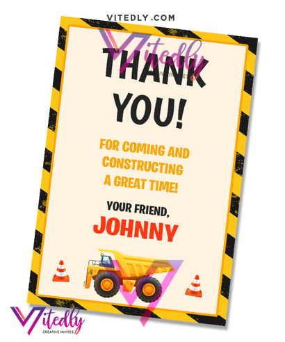 Dump Truck Thank you card