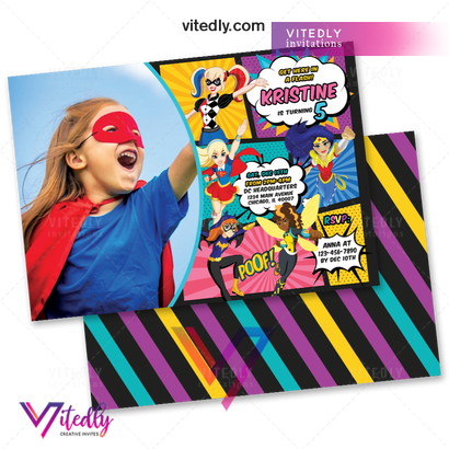 DC Superhero Girl Birthday Invitation,  DC Superhero Girl Invitation