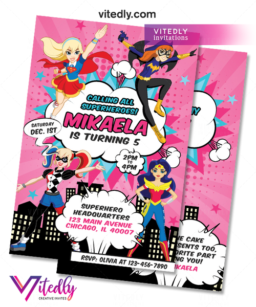 DC Superhero Girl Invitation – Vitedly