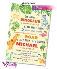 Dinosaur Birthday Invitation, Dino Invite, Dinosaur Invitation