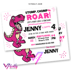 Dinosaur Birthday Invitation for Girls