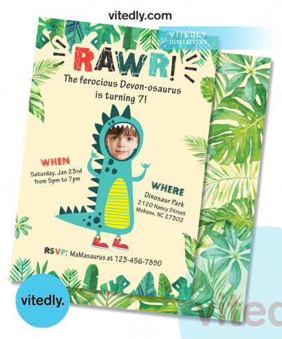 Dinosaur Theme Birthday Invitation, Dinosaur Invitation, Dinosaur Birthday Invitation