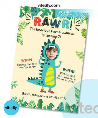 Dinosaur Theme Birthday Invitation, Dinosaur Invitation, Dinosaur Birthday Invitation