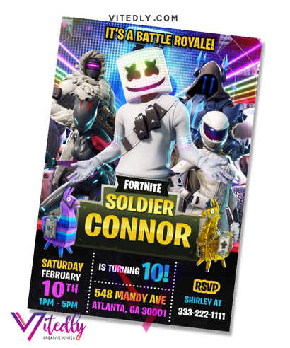 DJ Marshmello Birthday Invitation, DJ Marshmello Invitation