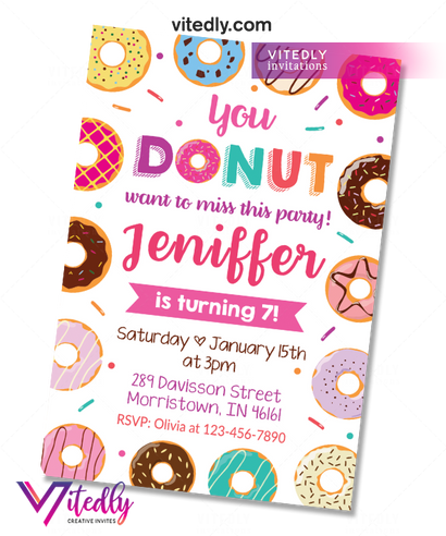 Donut Birthday Invitation, Donut Invitation