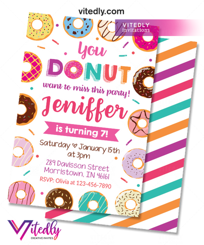 Donut Birthday Invitation, Donut Invitation