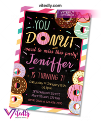 Donut Birthday Invitations, Donut Invitation