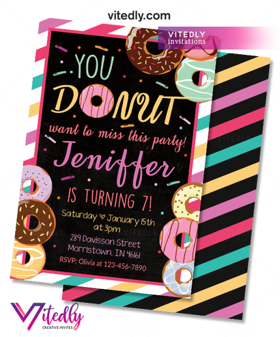 Donut Birthday Invitations, Donut Invitation