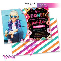 Donut Birthday Invitations with Photo, Donut Invitation