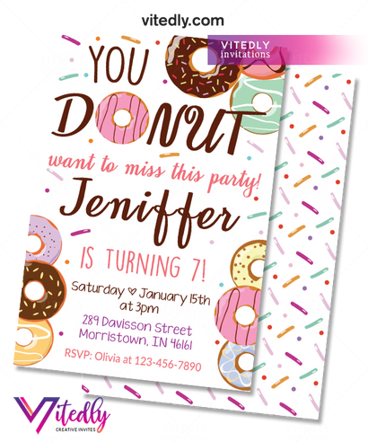 Donut Invitation, Donut Birthday Invitation