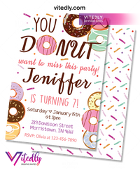 Donut Invitation, Donut Birthday Invitation