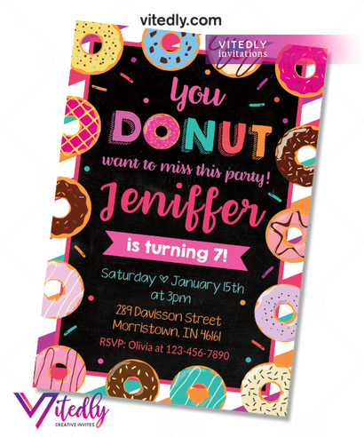 Donut Invitations, Donut Birthday Invitation