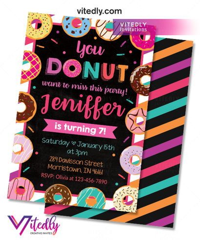 Donut Invitations, Donut Birthday Invitation