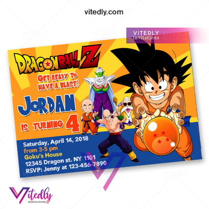 Dragon Ball Invitation, Dragon Ball Z Birthday Invitation