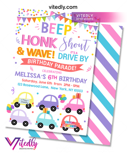 Drive By Birthday Parade Invitation