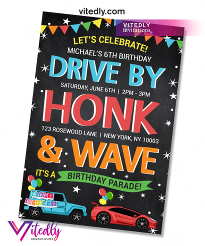 Drive By Birthday Parade Invitation 