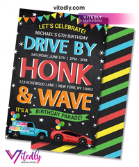 Drive By Birthday Parade Invitation for boys