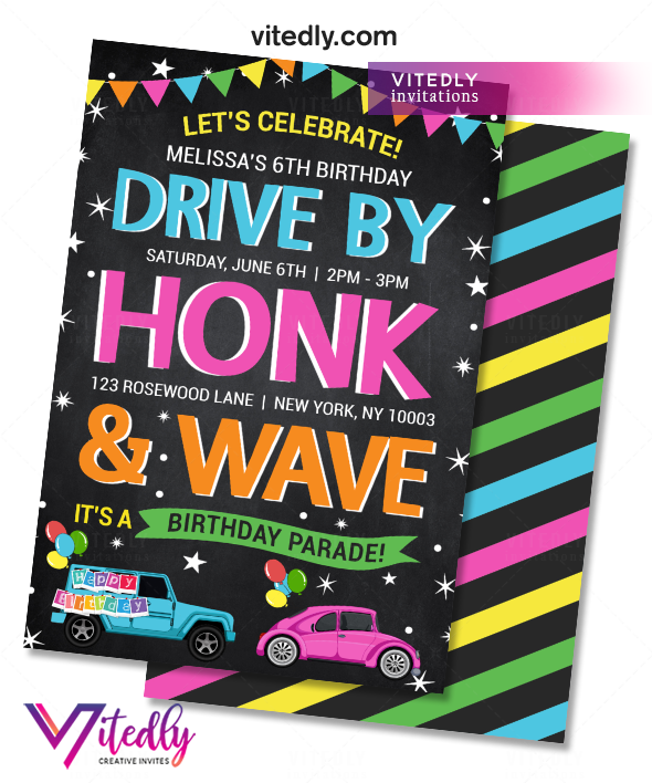 Drive by Birthday Invite for girls