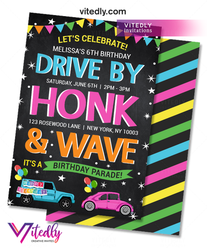 Drive by Birthday Invite for girls