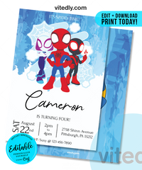 Editable Spidey and His Amazing Friends Birthday Invitation, Editable Spidey and His Amazing Friends Invitation, INSTANT DOWNLOAD