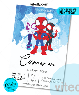 Editable Spidey and His Amazing Friends Birthday Invitation, Editable Spidey and His Amazing Friends Invitation, INSTANT DOWNLOAD