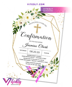 Elegant Floral Confirmation Invitation