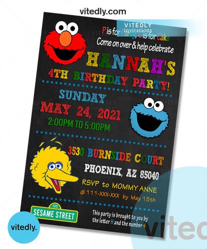 Elmo Invitation, Elmo Birthday Invitation, Elmo, Elmo Birthday Card, Elmo Invites with FREE Thank You Card