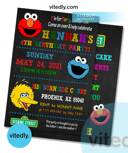 Elmo Invitation, Elmo Birthday Invitation, Elmo, Elmo Birthday Card, Elmo Invites with FREE Thank You Card