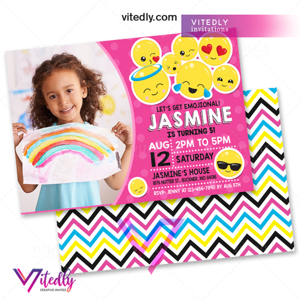 Emoji Invitation with Photo, Emoticons Invitation – Vitedly