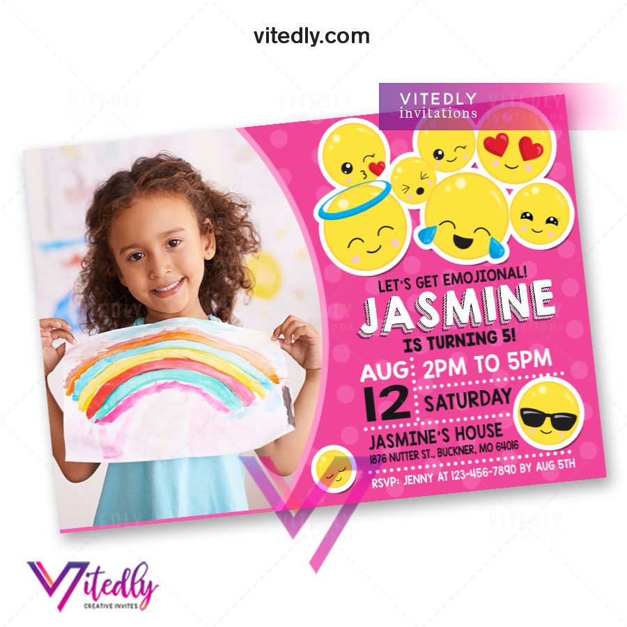 Emoji Invitation with Photo, Emoticons Invitation – Vitedly