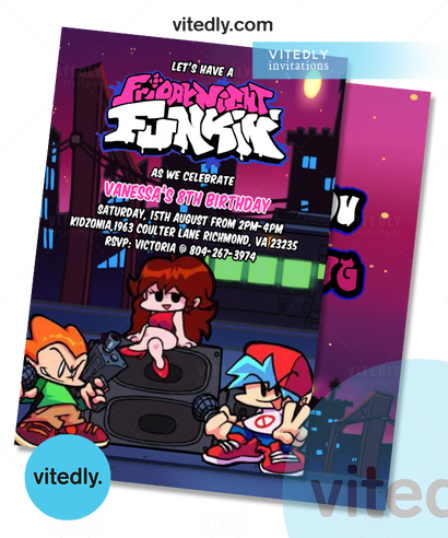 Friday Night Funkin' Invitation | Friday night funkin' birthday invite with FREE Thank you card