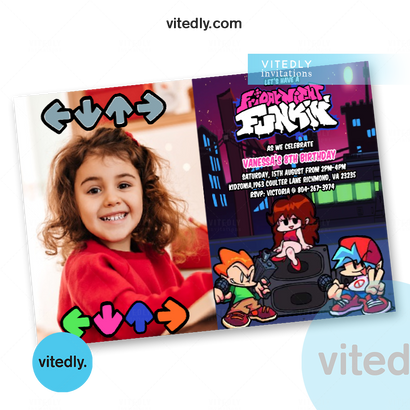 Friday Night Funkin' Party Invitation | Friday Night Funkin' Invitation with Photo