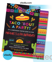 Taco Bout a Party Invitation, Fiesta Birthday Party Invite, Mexican Invitation, Cactus Invite, Taco Invitation Chalkboard