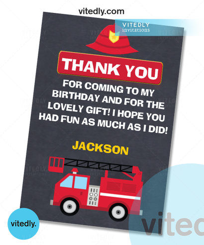 Fireman Thank you card, Firefighter  thank you card