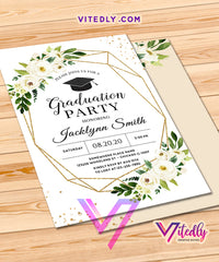 Floral Elegant Graduation Party Invitation