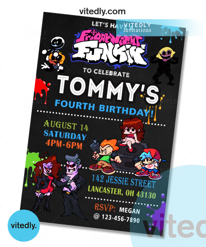 Friday Night Funkin' Party Birthday Invitation