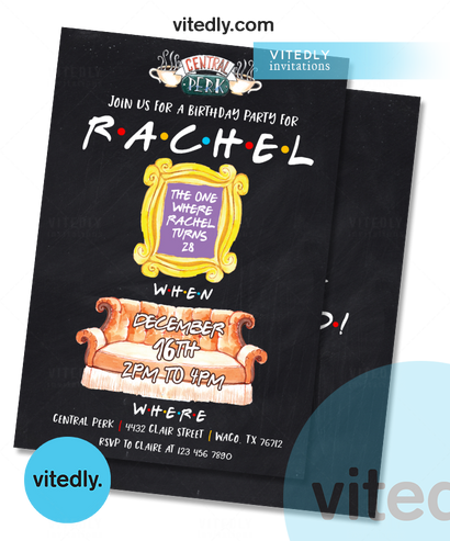 Friends Birthday Party Invitation, Friends Invitation, Friends Party Invite, Friends Theme Invitation, Central Perk Invitation
