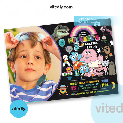 Amazing world of Gumball Birthday Invitation, Gumball Birthday, Gumball Birthday Invitation, Gumball Party
