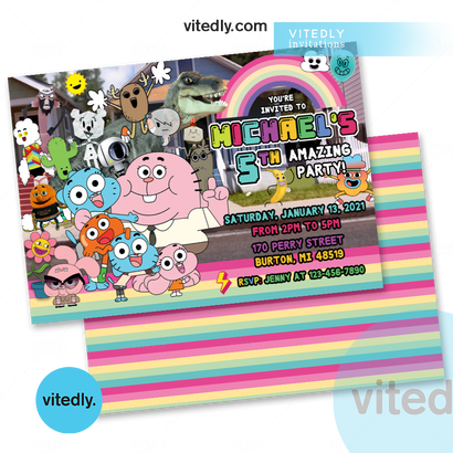 Gumball Invitation, Gumball Birthday, Gumball Birthday Invitation, Gumball Party