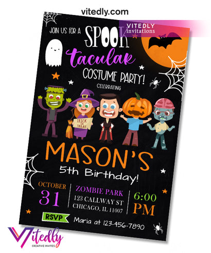 Halloween Costume Party Chalkboard Invitation